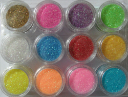 12 Farben Glitter Puder-Set für Nailart Design**NR. 12